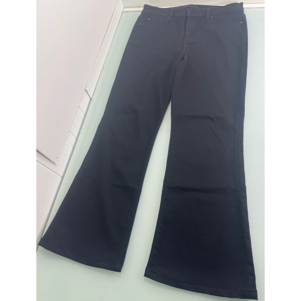 7 For All Mankind Dojo Womens Jeans 31X30 Flare Leg Black Denim Wide Leg Stretch - Picture 3 of 13